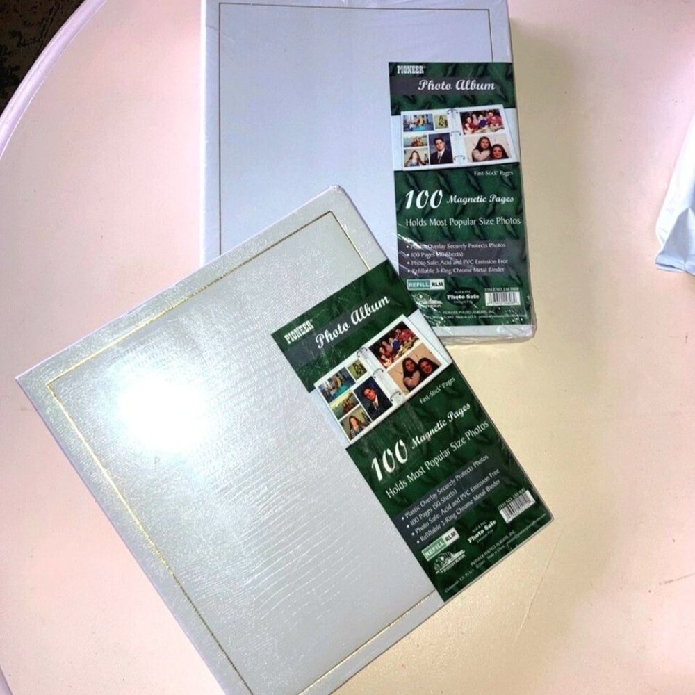 Pioneer Photo Picture Album 100 Magnetic Page 3 Ring Binder WHITE - Lot Set Of 2